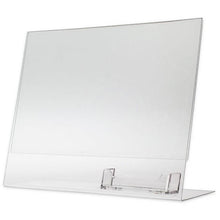 Load image into Gallery viewer, Acrylic 11" x 8-1/2" Slanted Sign Holder with Business Card Holder