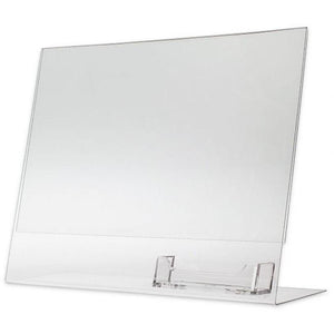 Acrylic 11" x 8-1/2" Slanted Sign Holder with Business Card Holder