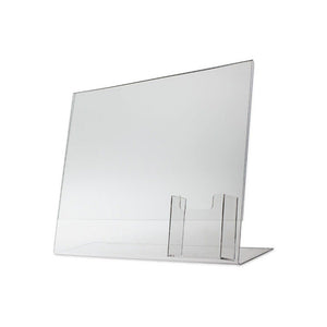 Acrylic 11" x 8-1/2" Slanted Sign Holder with Vertical Business Card Holder