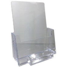 Load image into Gallery viewer, Clear Acrylic 5.5&quot; x 8.5&quot; Bi-Fold Countertop Brochure Holder with Business Card Holder