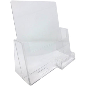 Clear Acrylic 8.5" x 11" Countertop Brochure Holder with Business Card Holder