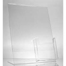 Load image into Gallery viewer, Acrylic 8-1/2" x 11" Slanted Sign Holder with 4x9 Tri-Fold Brochure Holder
