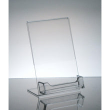 Load image into Gallery viewer, Acrylic 4" x 6" Slanted Sign Holder with Business Card Holder
