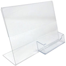 Load image into Gallery viewer, Acrylic 7&quot; x 5&quot; Slanted Sign Holder with Business Card Holder