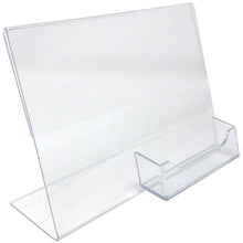 Load image into Gallery viewer, Acrylic 7" x 5" Slanted Sign Holder with Business Card Holder