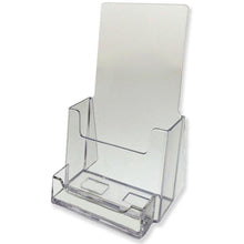 Load image into Gallery viewer, Clear Acrylic 4&quot; x 9&quot; Tri-Fold Brochure Holder with Business Card Holder