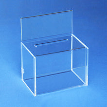 Load image into Gallery viewer, Clear Acrylic Donation Box with Sign Holder