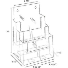 Load image into Gallery viewer, Clear 3-Tier 8.5" x 11" Full-Page or 4" x 9" Tri-Fold Convertible Brochure Holder