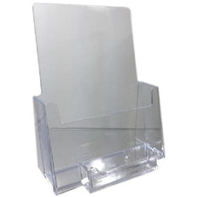 Load image into Gallery viewer, Clear 5.5" x 8.5" Bi-Fold Countertop Brochure Holder with Business Card Holder