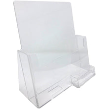 Load image into Gallery viewer, Clear 8.5" x 11" Countertop Brochure Holder with Business Card Holder