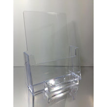 Load image into Gallery viewer, Clear 5.5" x 8.5" Bi-Fold Countertop Brochure Holder with Business Card Holder