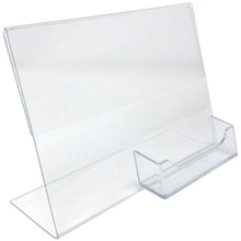 Load image into Gallery viewer, Slanted 7" x 5" Sign Holder with Business Card Holder