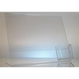Acrylic 11" x 8-1/2" Slanted Sign Holder with Vertical Business Card Holder