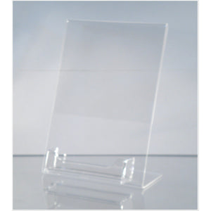 Acrylic 5" x 7" Slanted Sign Holder with Business Card Holder