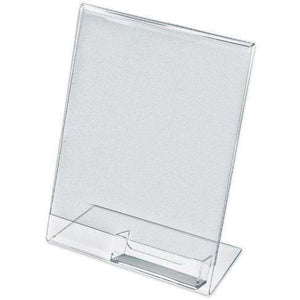 Acrylic 8-1/2" x 11" Slanted Sign Holder with Business Card Holder