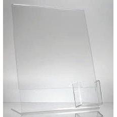 Acrylic 8.5 x 11 Slanted Sign Holder with Business Card Holder