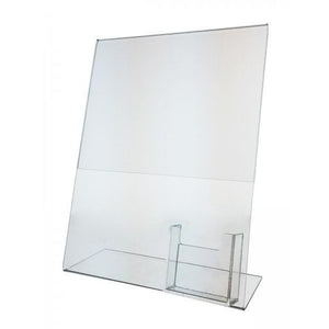 Acrylic 8-1/2" x 11" Slanted Sign Holder with Vertical Business Card Holder