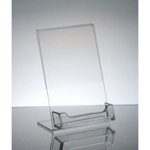 Acrylic 4" x 6" Slanted Sign Holder with Business Card Holder