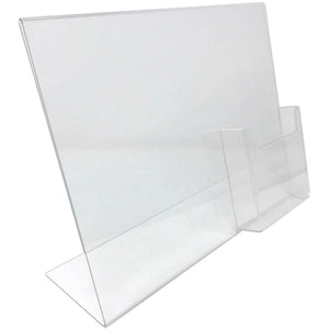 Acrylic 11" x 8-1/2" Slanted Sign Holder with 4x9 Tri-Fold Brochure Holder